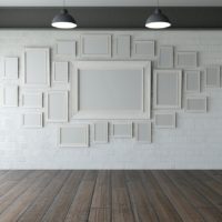 3D Render of picture frames inempty room